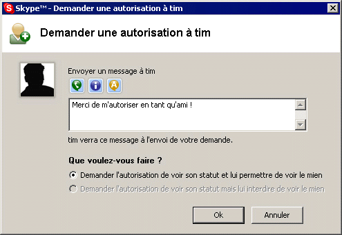 demander l'autorisation  etre ajout en tant qu'ami skype