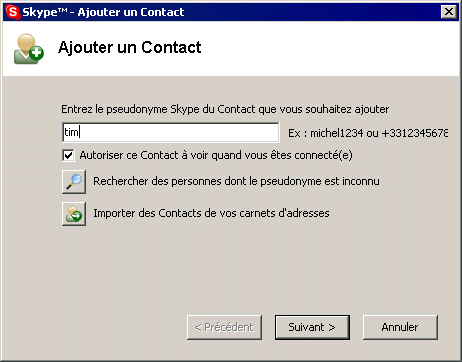 ajouter un contact skype