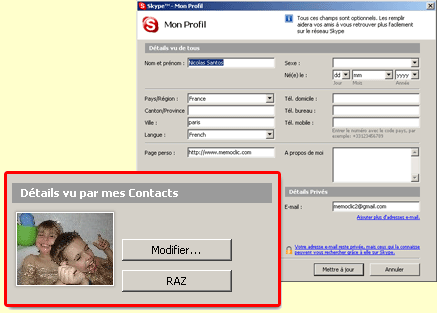 skype : Modifier mon avatar sur mon profil